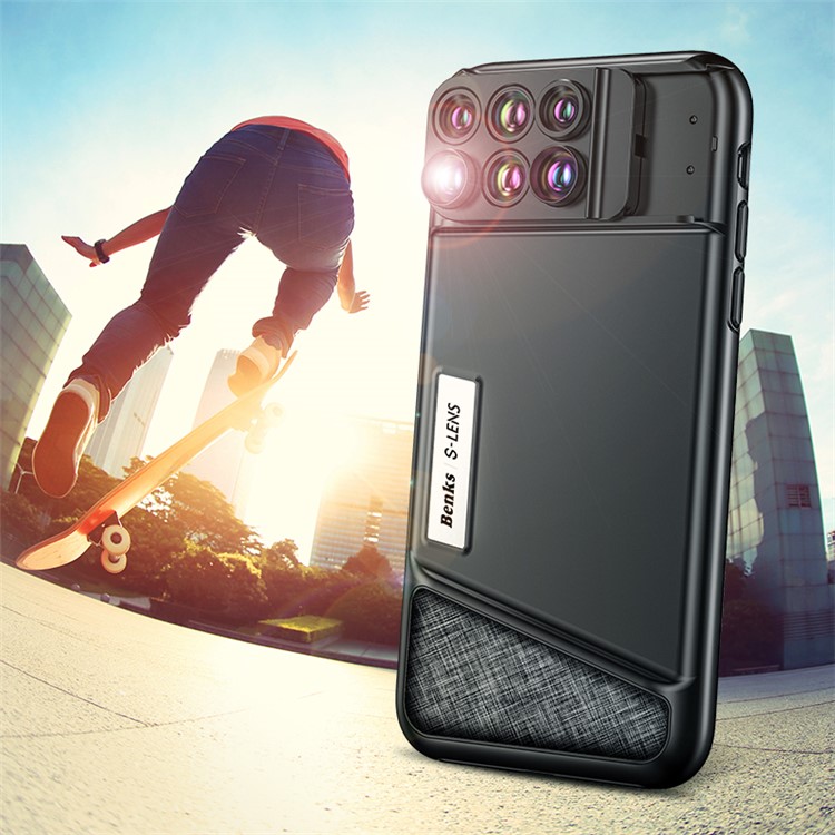 BENKS S-LENS 6-in-1 Wide Angle Fisheye Telephoto Macro External Phone Camera Filter Lens Hybrid Case for iPhone X-5