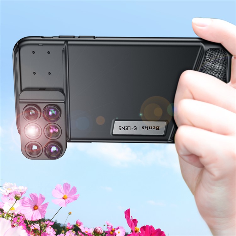 BENKS S-LENS 6-in-1 Wide Angle Fisheye Telephoto Macro External Phone Camera Filter Lens Hybrid Case for iPhone X-6
