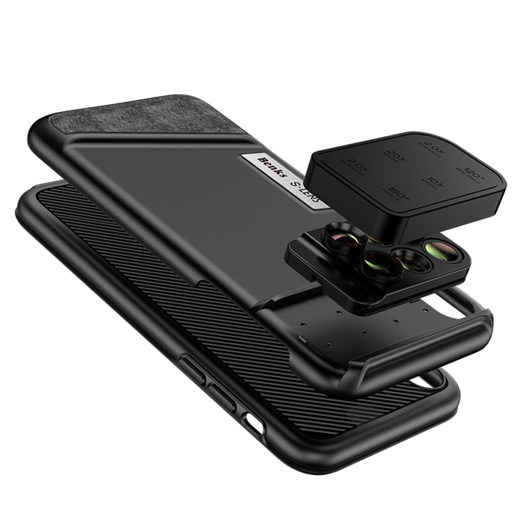 BENKS S-LENS 6-in-1 Wide Angle Fisheye Telephoto Macro External Phone Camera Filter Lens Hybrid Case for iPhone X-7