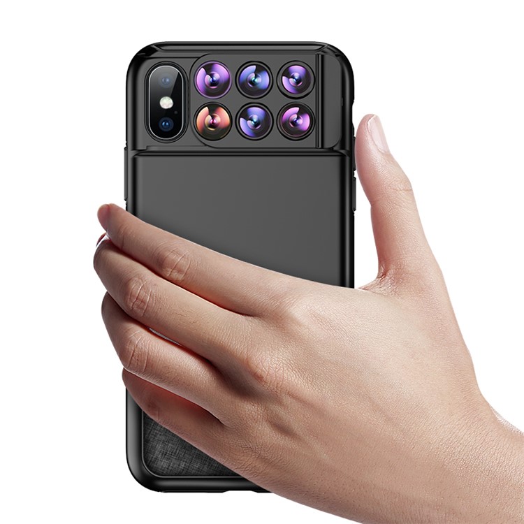 BENKS S-LENS 6-in-1 Wide Angle Fisheye Telephoto Macro External Phone Camera Filter Lens Hybrid Case for iPhone X-8