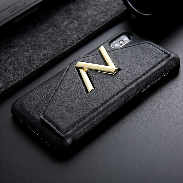 NV Rotary PU Leather Coated PC Case with Kickstand and Card Holder for iPhone X - Black-10
