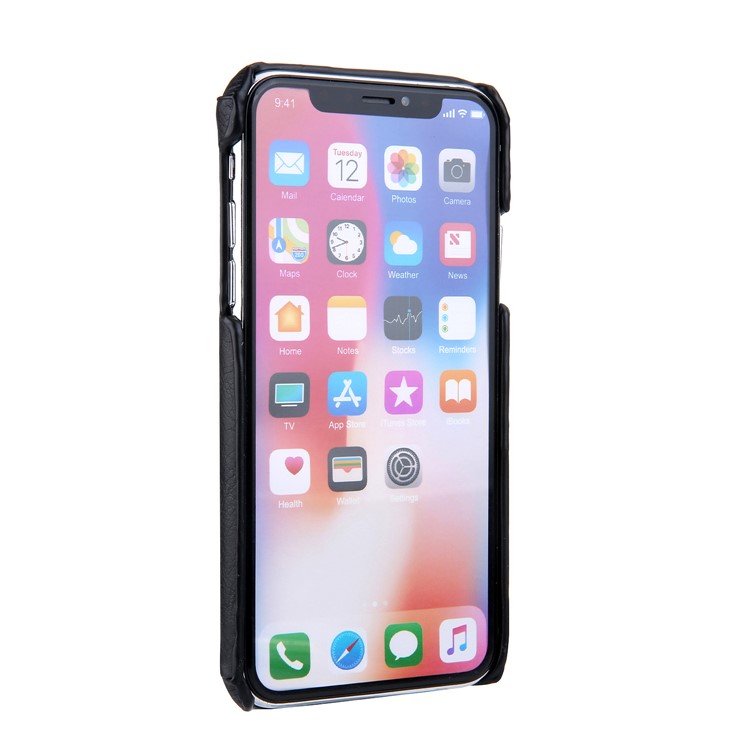 NV Rotary PU Leather Coated PC Case with Kickstand and Card Holder for iPhone X - Black-3