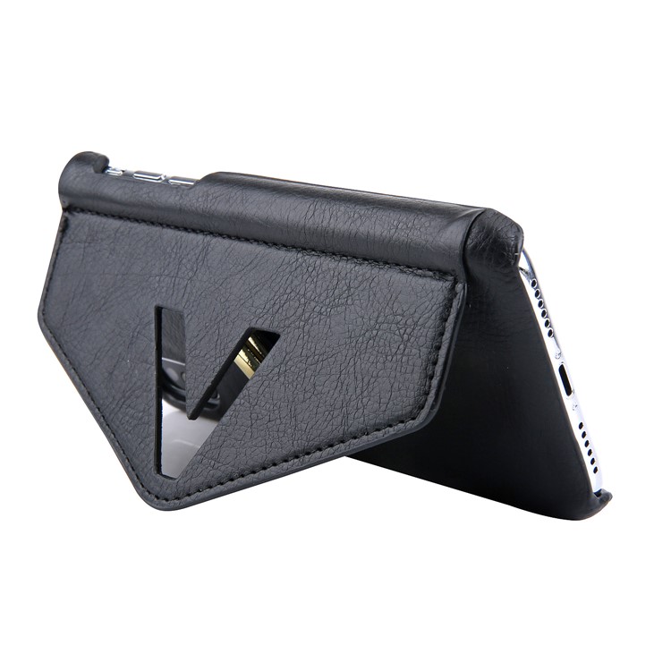 NV Rotary PU Leather Coated PC Case with Kickstand and Card Holder for iPhone X - Black-4