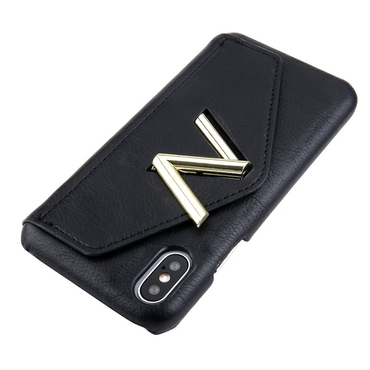 NV Rotary PU Leather Coated PC Case with Kickstand and Card Holder for iPhone X - Black-5