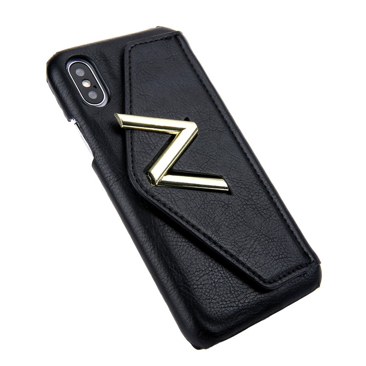 NV Rotary PU Leather Coated PC Case with Kickstand and Card Holder for iPhone X - Black-7