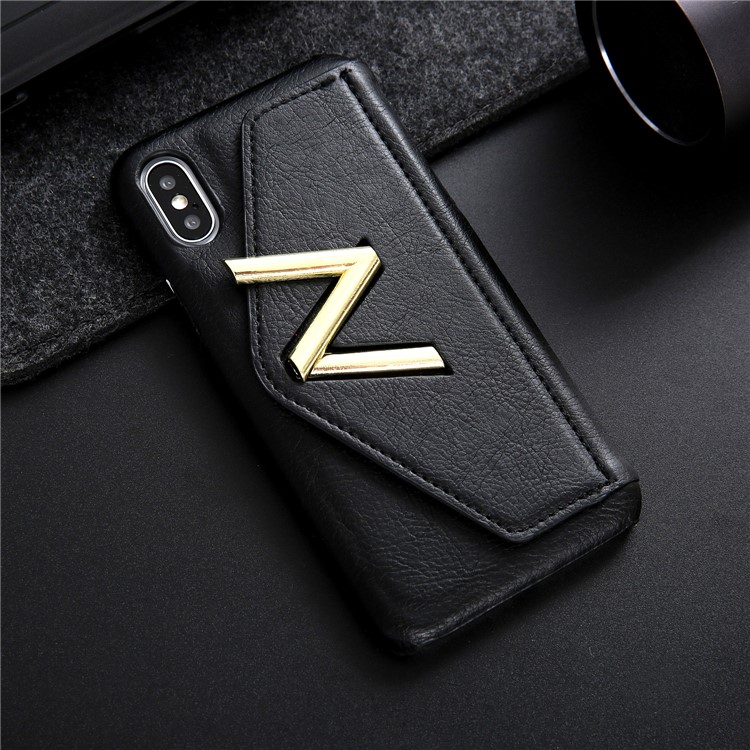 NV Rotary PU Leather Coated PC Case with Kickstand and Card Holder for iPhone X - Black-8