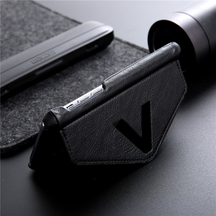 NV Rotary PU Leather Coated PC Case with Kickstand and Card Holder for iPhone X - Black-9