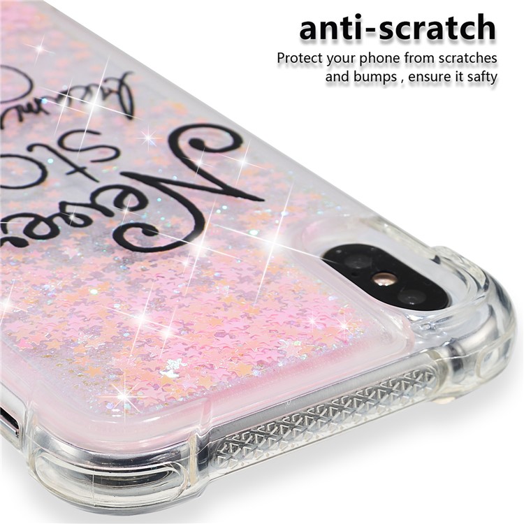 Liquid Glitter Powder Quicksand Shockproof TPU Cell Phone Shell for iPhone X - Never Stop Dreaming-6