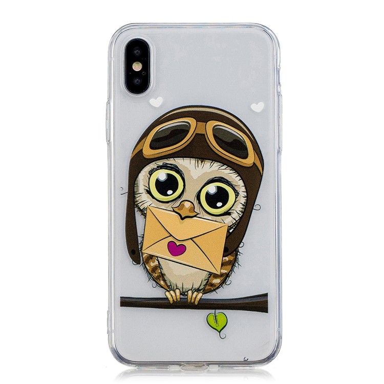 Pattern Printing Soft TPU Case Cover for iPhone X - Cute Owl-2