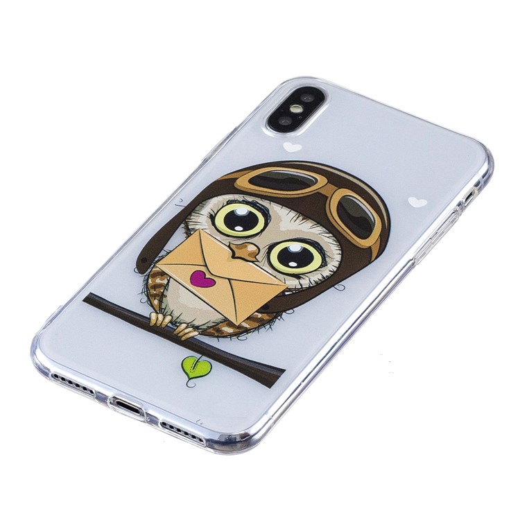 Pattern Printing Soft TPU Case Cover for iPhone X - Cute Owl-3