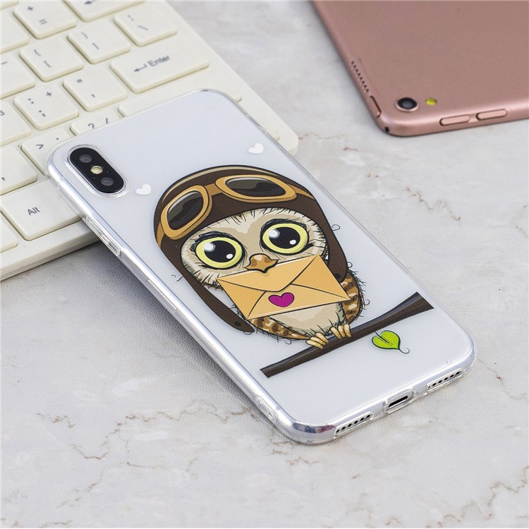 Pattern Printing Soft TPU Case Cover for iPhone X - Cute Owl-7