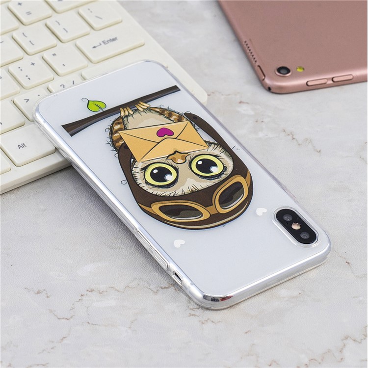 Pattern Printing Soft TPU Case Cover for iPhone X - Cute Owl-8