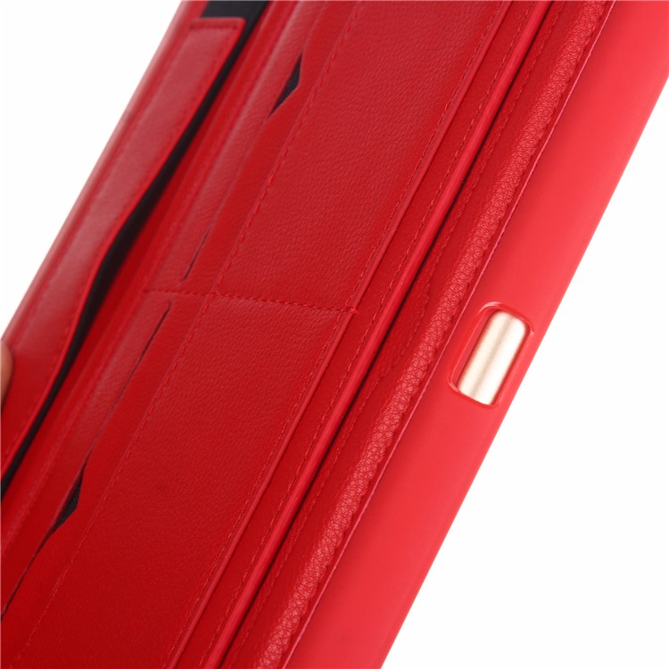 Card Holder Kickstand PU Leather Coated TPU Case with Elastic Strap for iPad 9.7 (2018)/9.7 (2017)/Pro 9.7 inch/Air 2/Air - Red-10