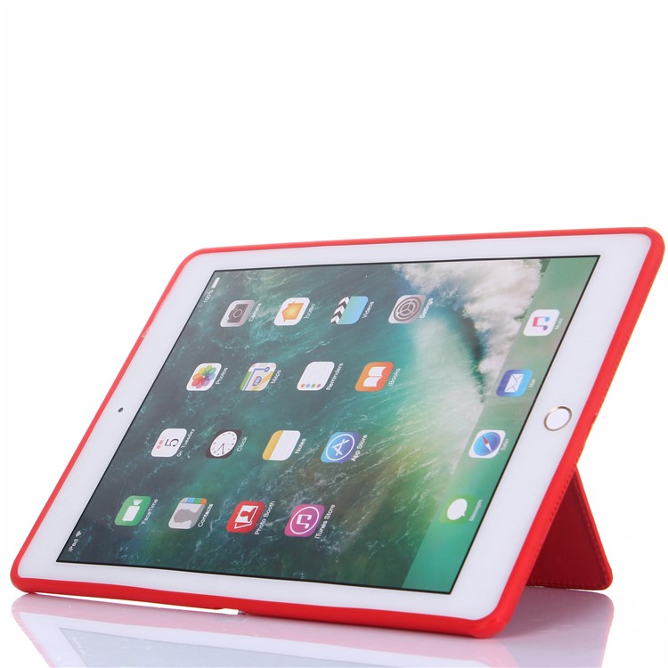 Card Holder Kickstand PU Leather Coated TPU Case with Elastic Strap for iPad 9.7 (2018)/9.7 (2017)/Pro 9.7 inch/Air 2/Air - Red-12