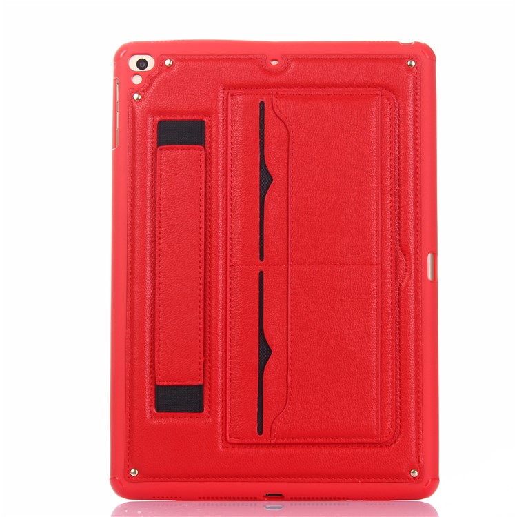 Card Holder Kickstand PU Leather Coated TPU Case with Elastic Strap for iPad 9.7 (2018)/9.7 (2017)/Pro 9.7 inch/Air 2/Air - Red-2