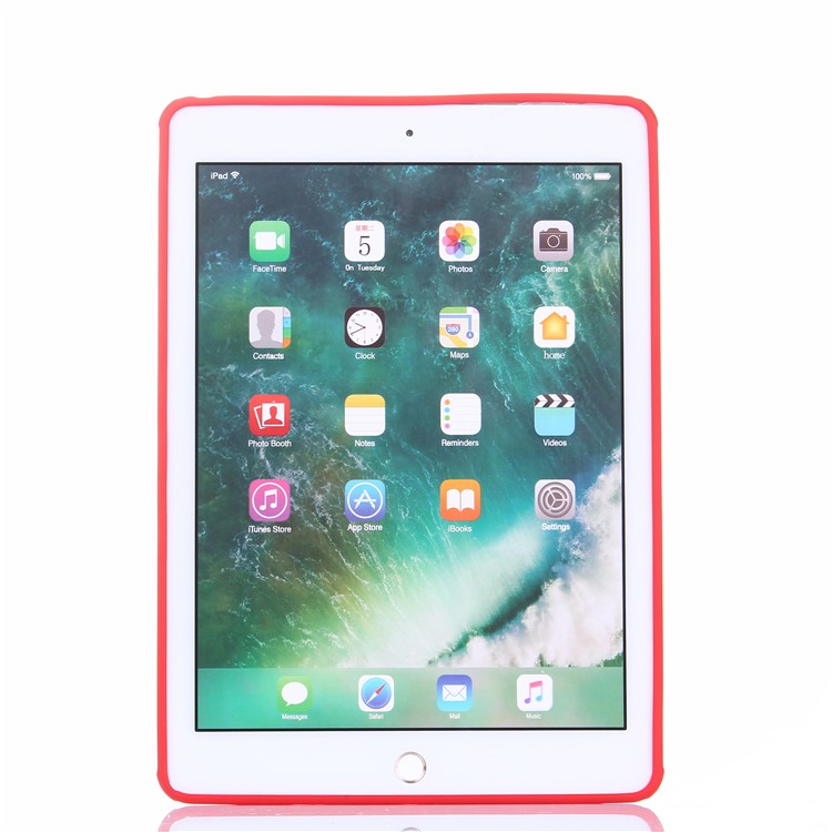 Card Holder Kickstand PU Leather Coated TPU Case with Elastic Strap for iPad 9.7 (2018)/9.7 (2017)/Pro 9.7 inch/Air 2/Air - Red-3