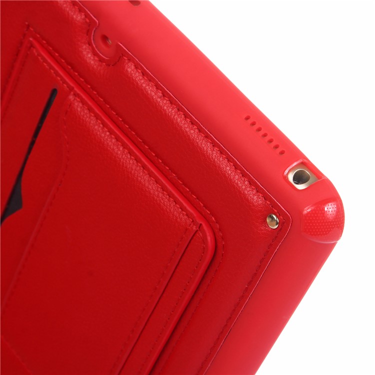 Card Holder Kickstand PU Leather Coated TPU Case with Elastic Strap for iPad 9.7 (2018)/9.7 (2017)/Pro 9.7 inch/Air 2/Air - Red-8