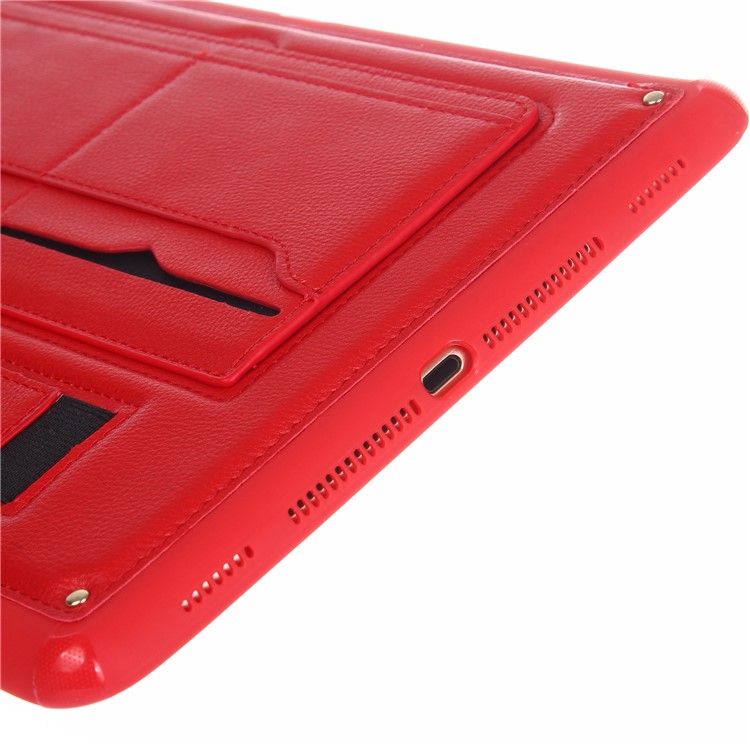 Card Holder Kickstand PU Leather Coated TPU Case with Elastic Strap for iPad 9.7 (2018)/9.7 (2017)/Pro 9.7 inch/Air 2/Air - Red-9