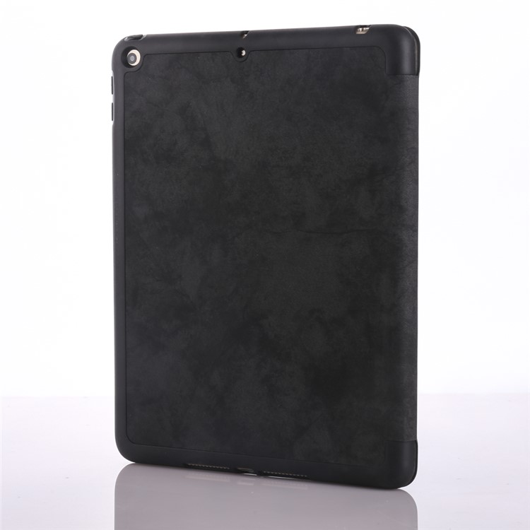 Vintage Style Tri-fold Stand Leather Tablet Case with Pen Slot for iPad 9.7 (2018)/9.7 (2017) - Black-2