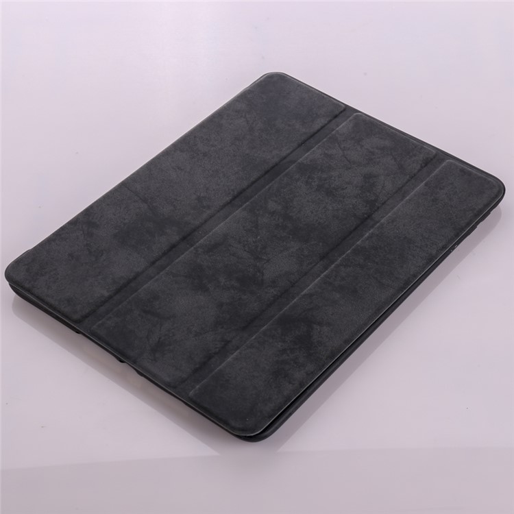 Vintage Style Tri-fold Stand Leather Tablet Case with Pen Slot for iPad 9.7 (2018)/9.7 (2017) - Black-6