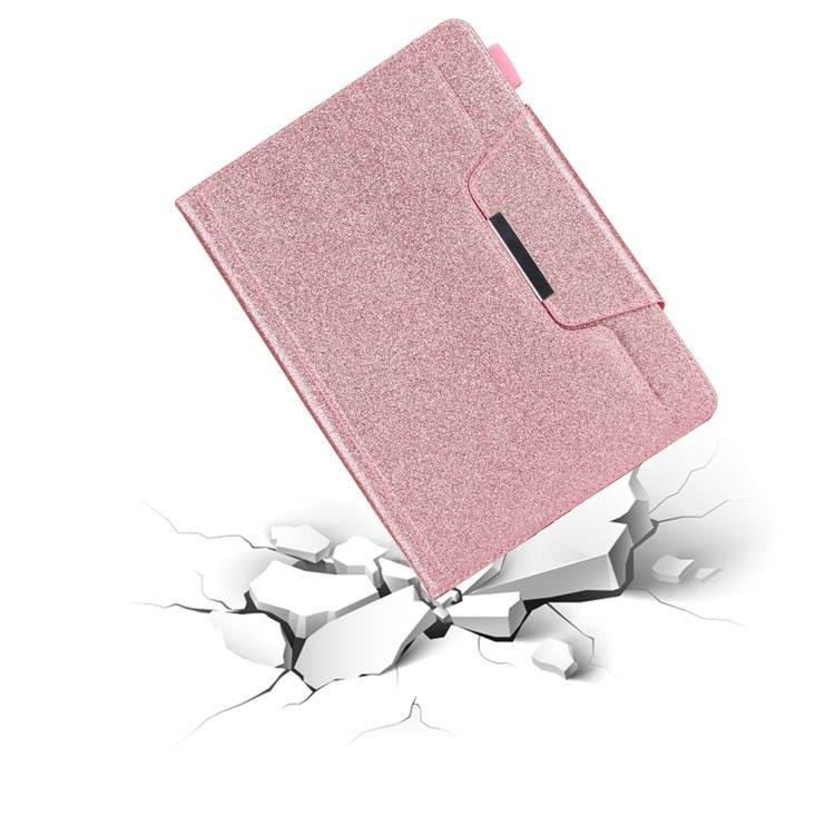 Glitter Powder PU Leather Card Slots Stand Smart Case for iPad 9.7 (2018)/9.7 (2017)/Pro 9.7/iPad Air 2/Air - Rose Gold-3