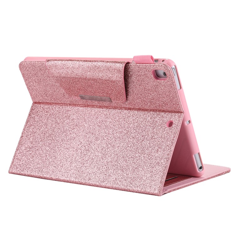 Glitter Powder PU Leather Card Slots Stand Smart Case for iPad 9.7 (2018)/9.7 (2017)/Pro 9.7/iPad Air 2/Air - Rose Gold-5