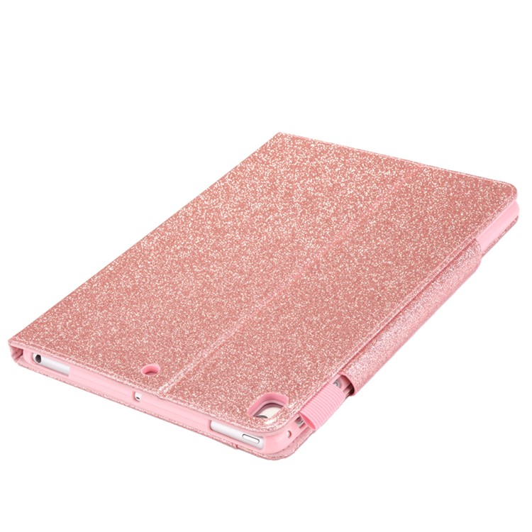 Glitter Powder PU Leather Card Slots Stand Smart Case for iPad 9.7 (2018)/9.7 (2017)/Pro 9.7/iPad Air 2/Air - Rose Gold-8