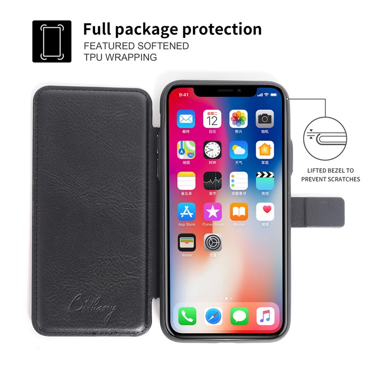 MUSUBO PU Leather TPU Protector Case with Card Slots for iPhone X/10 5.8 inch - Black-3