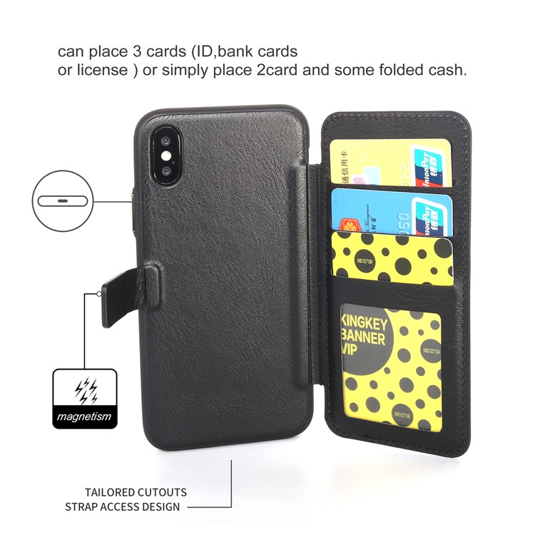 MUSUBO PU Leather TPU Protector Case with Card Slots for iPhone X/10 5.8 inch - Black-6