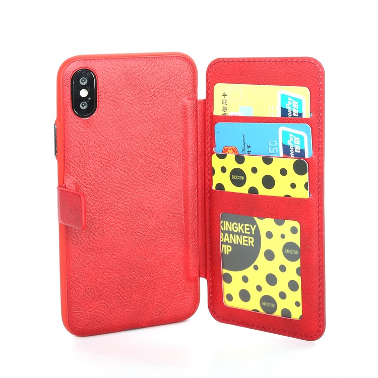 

MUSUBO PU Leather TPU Protection Phone Cover with Card Slots for iPhone X/10 5.8 inch - Red