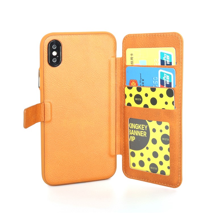 

MUSUBO for iPhone X/10 5.8 inch PU Leather TPU Protection Cover Accessory with Card Slots - Khaki