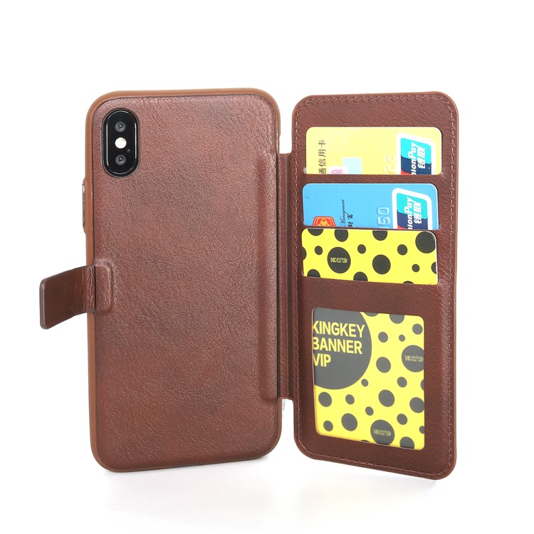 

MUSUBO PU Leather TPU Protector Mobile Phone Casing with Card Slots for iPhone X/10 5.8 inch - Brown