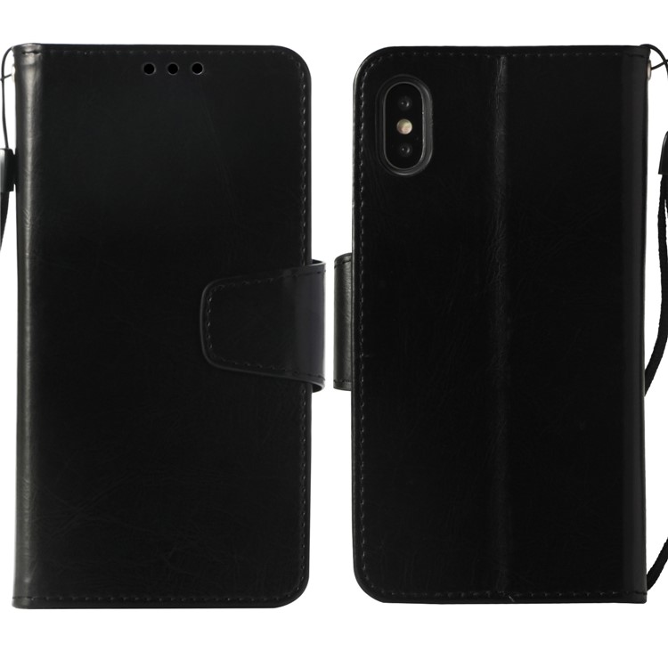 Vintage Style PU Leather Stand Wallet Phone Shell for iPhone X(Ten) 5.8 inch - Black-3