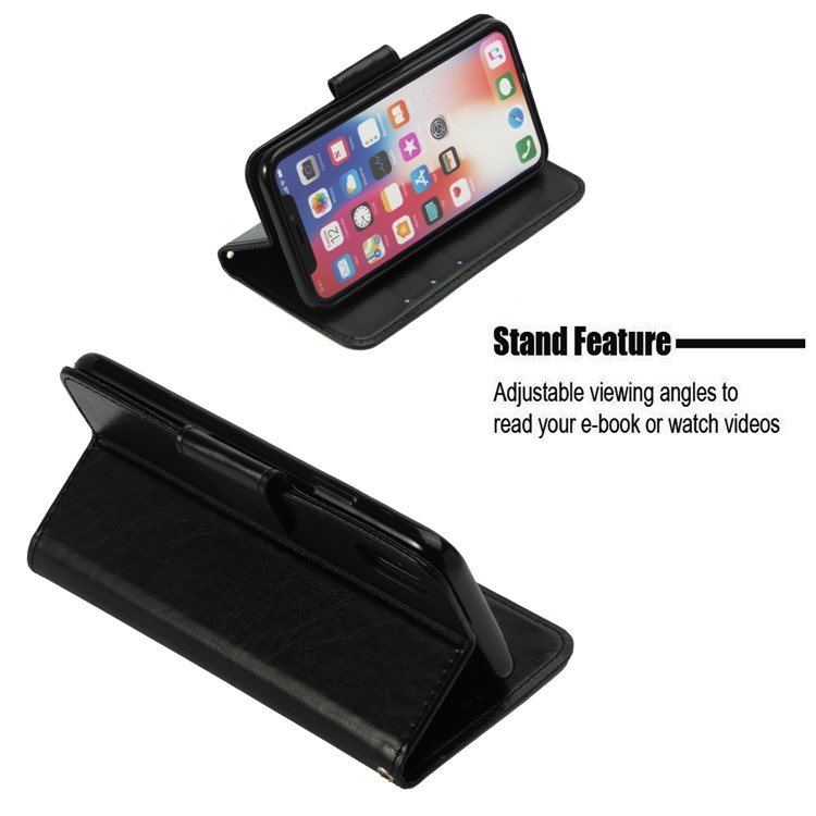 Vintage Style PU Leather Stand Wallet Phone Shell for iPhone X(Ten) 5.8 inch - Black-4