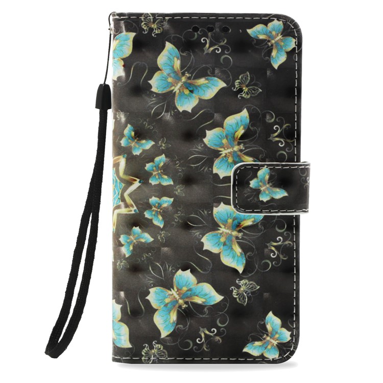Pattern Printing Light Spot Decor Leather Magnetic Stand Protective Phone Shell for iPhone X - Blue Butterflies-2