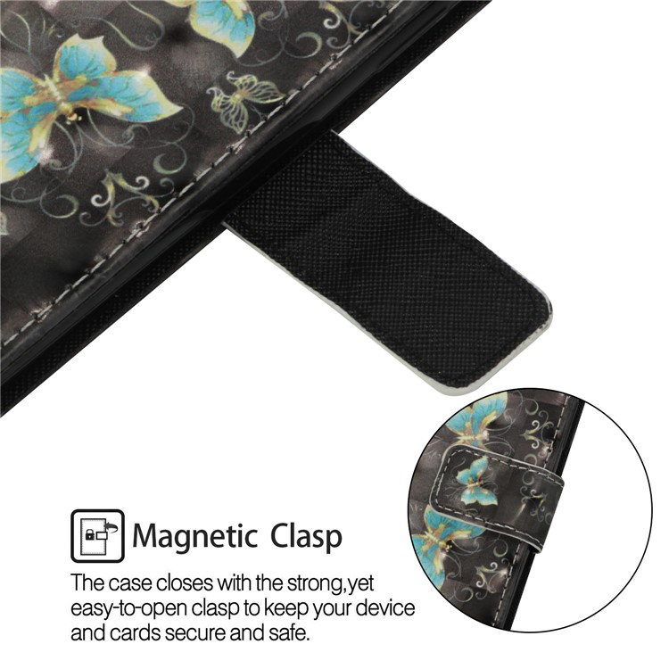 Pattern Printing Light Spot Decor Leather Magnetic Stand Protective Phone Shell for iPhone X - Blue Butterflies-5