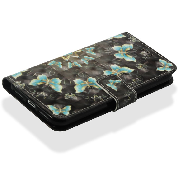 Pattern Printing Light Spot Decor Leather Magnetic Stand Protective Phone Shell for iPhone X - Blue Butterflies-8