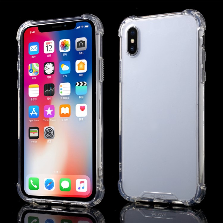 ROAR Shockproof Clear Acrylic Back + TPU Edge Hybrid Case for iPhone X/XS-1
