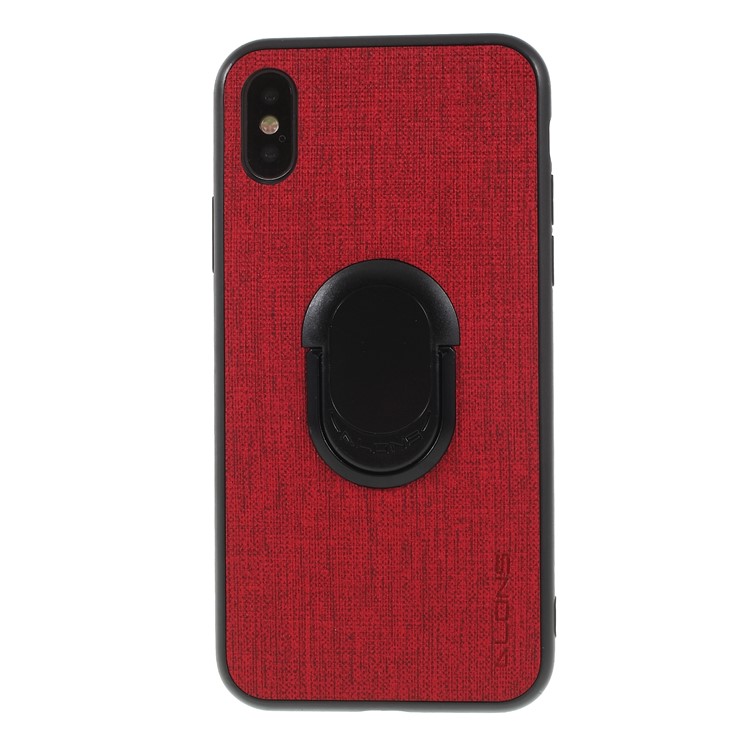 

DLONS Extraordinary Series Cloth Texture Leather Coated PC TPU Combo Case with Kickstand for iPhone X(Ten) / XS 5.8 inch - Red