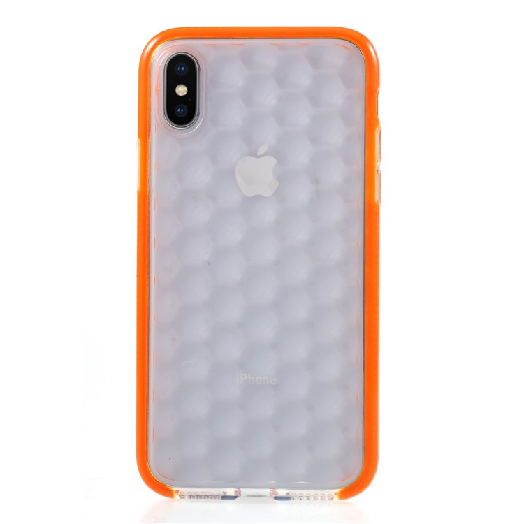 

Bi-color Hexagon Texture Drop-proof TPU Phone Casing for iPhone XS / X 5.8 inch - Orange