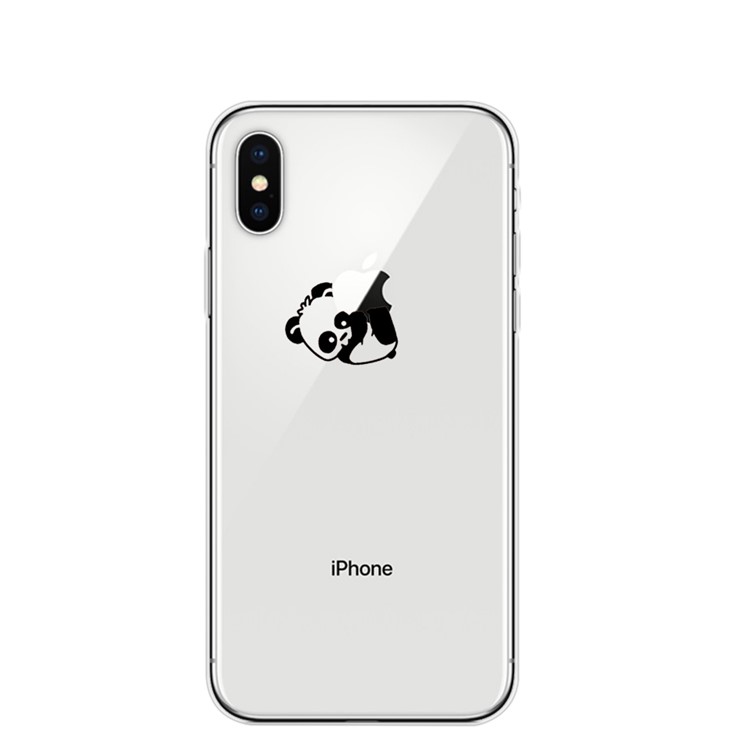 

For iPhone XS / X 5.8 inch Patterned Flexible TPU Accessory Cover - Panda Kicking