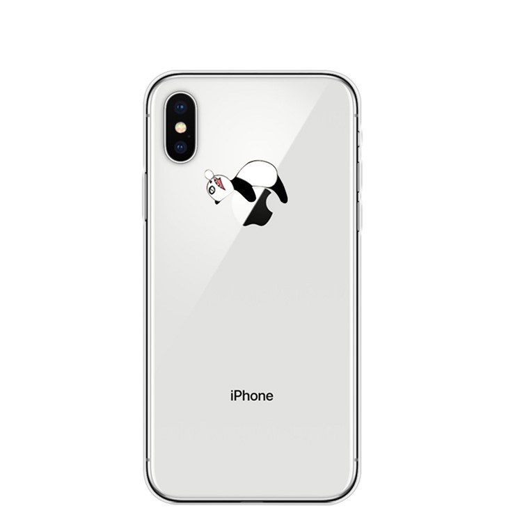 

Patterned Soft TPU Protective Phone Back Cover for iPhone XS / X 5.8 inch - Panda Lying