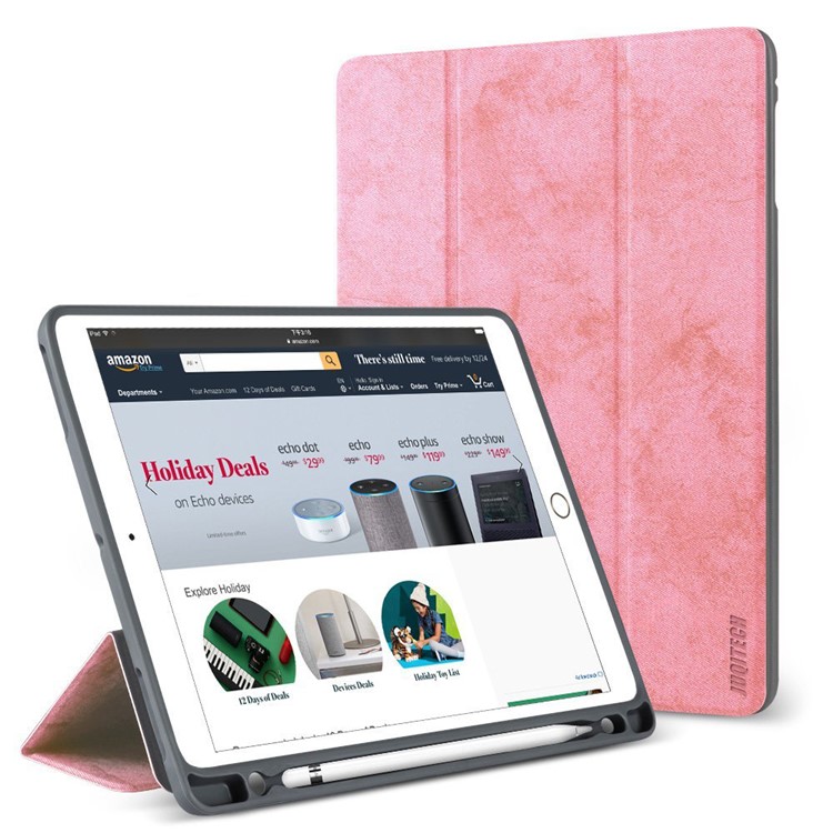 

Tri-fold Stand Smart Leather Tablet Casing with Pen Slot for iPad 9.7-inch (2018) - Pink