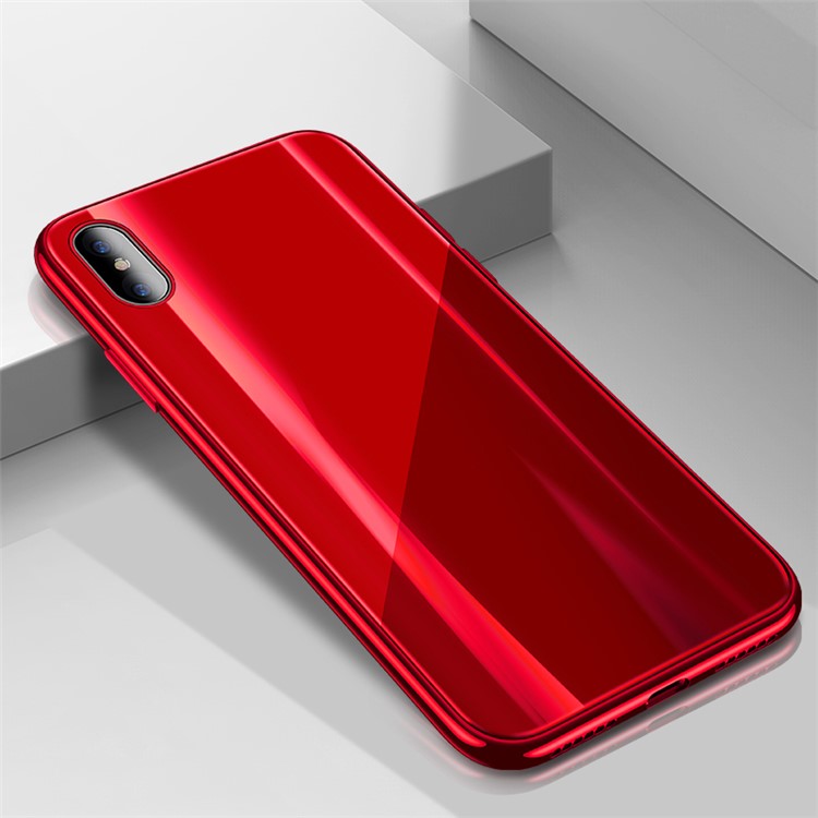 

CAFELE Закаленное Стекло Назад + Мягкая Крышка Корпуса TPU Для Iphone X - Красный, iPhone X
