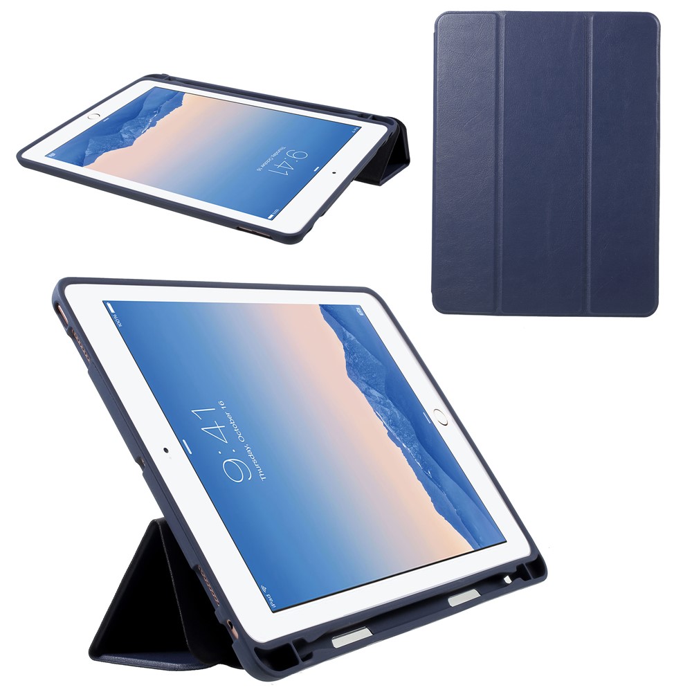 Single Front Leather Tri-fold Stand Smart Tablet Casing for iPad Pro 10.5-inch (2017) - Dark Blue-1