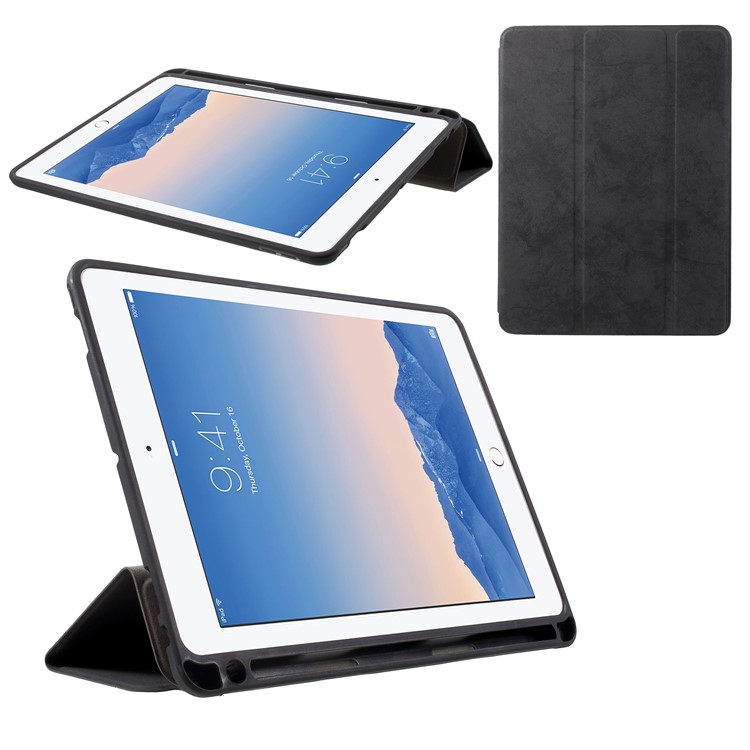 

Retro Tri-fold Stand Leather Tablet Case with Pen Slot for iPad Pro 12.9 (2017) - Black