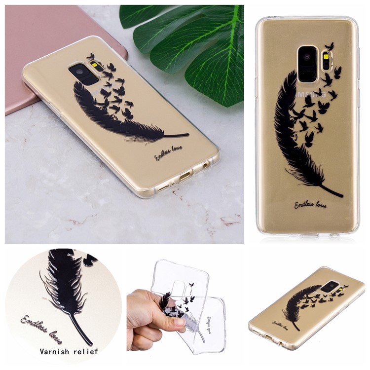 

Anti-drop Soft Embossed Patterned TPU Casing for Samsung Galaxy S9 SM-G960 - Feather