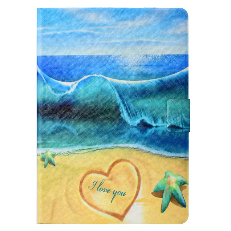 Pattern Printing Leather Card Holder Stand Tablet Accessory Case for iPad Pro 10.5-inch (2017) - Blue Sea and Beach-2