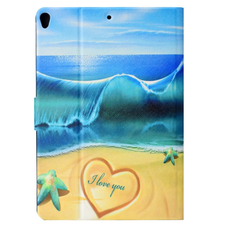 Pattern Printing Leather Card Holder Stand Tablet Accessory Case for iPad Pro 10.5-inch (2017) - Blue Sea and Beach-3