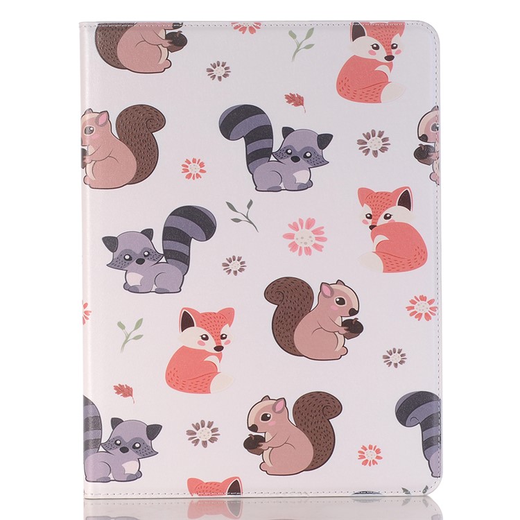 

Embossed Cartoon Pattern Leather Stand Wallet Smart Cover for iPad Pro 12.9 (2017) with Pen Slot - Squirrel and Fox